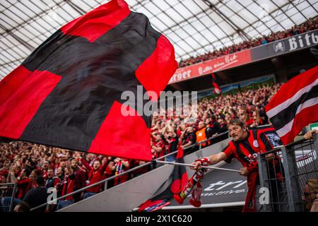 Leverkusen Deutschland. April 2024. Leverkusen Fan Bayer Leverkusen - Werder Bremen 14.04.2024 Copyright (nur für journalistische Zwecke) von : Mori Stockfoto