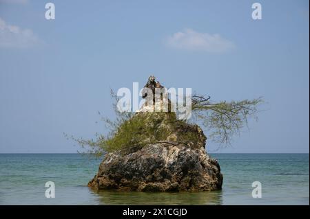 Felsformation hin Ta Lu am AOW Khao Kwai Buffalo Bay - Koh Phayam - Thailand, Februar 2024 *** Felsformation hin Ta Lu in AOW Khao Kwai Buffalo Bay Koh Phayam Thailand, Februar 2024 Stockfoto