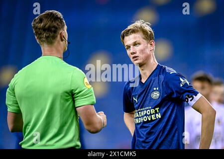 ARNHEM, 16.04.2024, GelreDome, Fußball, niederländische Eredivisie, Staffel 2023 / 2024, Spiel zwischen Vitesse und Jong PSV, Jong PSV Spieler Jesper Uneken Stockfoto