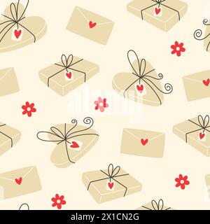 Nahtloses Valentinstag-Muster mit Geschenkboxen Stock Vektor
