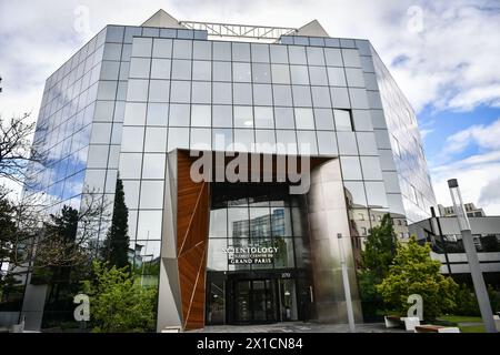 Dieses Foto zeigt die Scientology Kirche und das Celebrity Centre du Grand Paris in Saint-Denis nördlich von Paris am 16. April 2024. Foto: Firas Abdullah/ABACAPRESS.COM Stockfoto