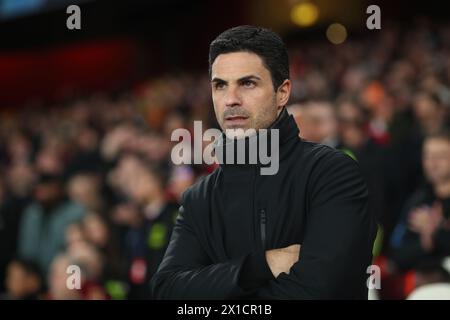 Arsenal-Manager Mikel Arteta - Arsenal gegen FC Bayern München, UEFA Champions League-Viertelfinale First Leg, Emirates Stadium, London, UK - 9. April 2024 Stockfoto