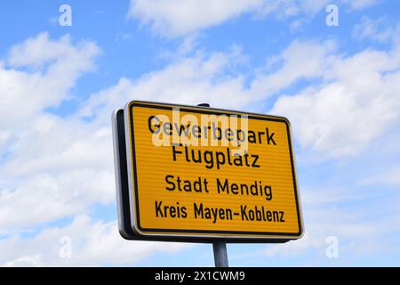 Verkehrsschild des Flugplatzes, Flughafen Mendig Stockfoto