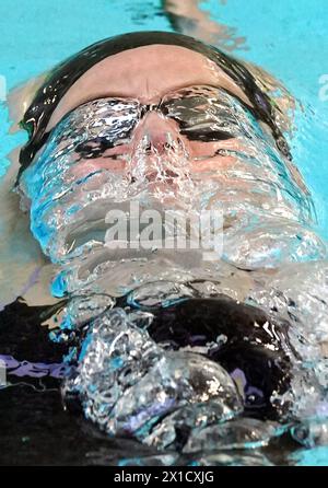 Lucy Hope während der Bekanntgabe des Team GB Paris 2024 Schwimmen Team auf dem University of Stirling Sports Campus, Schottland. Bilddatum: Dienstag, 16. April 2024. Stockfoto