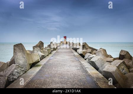 JETEE Est du Port de Gravelines, Frankreich, nord, Hiver Stockfoto