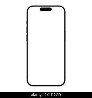 Realistisches Vektor-Modell-Telefon für visuelle ui-App-Demonstration. Hochwertige, realistische neueste Version des Smartphones mit leerem weißen Bildschirm Stock Vektor