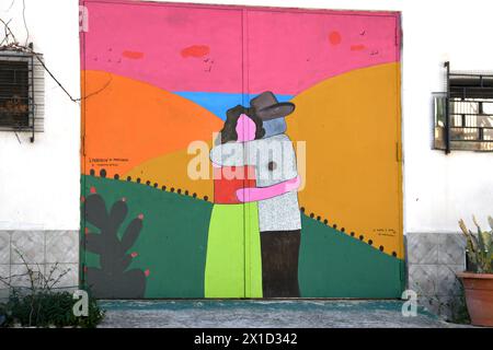 Fiumara Reggio Calabria Italien - Borgo Croce, murales Stockfoto