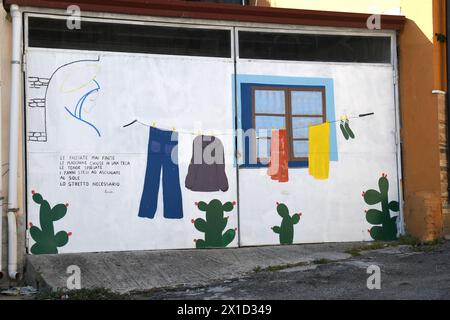 Fiumara Reggio Calabria Italien - Borgo Croce, murales Stockfoto