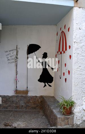 Fiumara Reggio Calabria Italien - Borgo Croce, murales Stockfoto