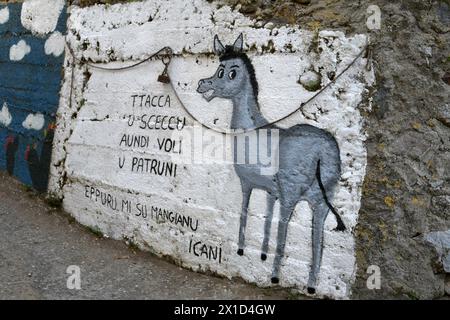 Fiumara Reggio Calabria Italien - Borgo Croce, murales Stockfoto