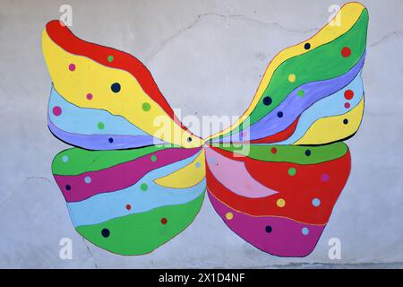 Fiumara Reggio Calabria Italien - Borgo Croce, murales Stockfoto