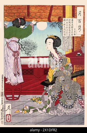 Tsukioka Yoshitoshi 1839 bis 9. Juni 1892 einer der letzten großen Meister des klassischen japanischen Farbholzschnitts, hier das Werk die Nacht ist still Stockfoto