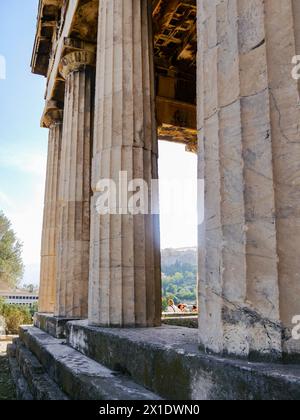 Tempel des Hephaestus in der antiken Agora von Athen, Griechenland Stockfoto