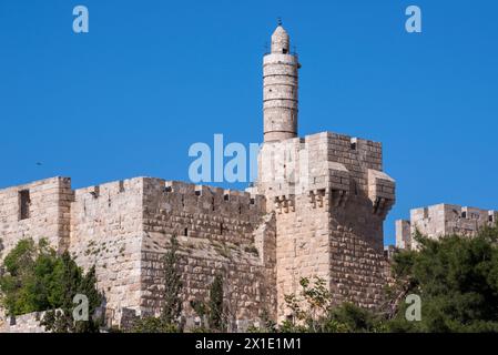 Mauern und Turm Davids in Jerusalem, Israel Stockfoto