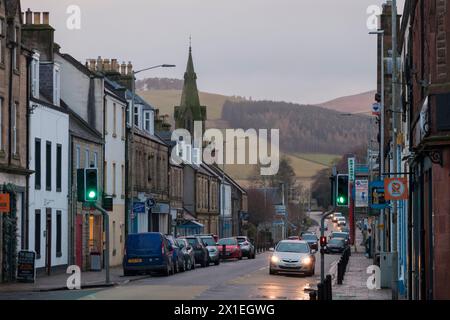 Innerleithen Hauptstraße (A72) Scottish Borders Stockfoto