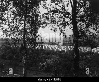 Aisne-Marne American Cemetery, Belleau, Frankreich, Seitenansicht vom Hill Cemetery ca. Mai 1928 Stockfoto