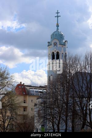 Blaue Kirche oder die St.-Kirche Elizabeth in Bratislava, Slowakei. Wunderschöne europäische Architektur. Stockfoto