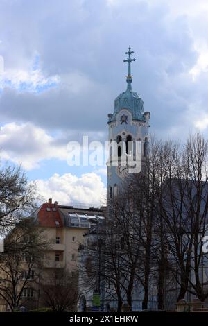 Blaue Kirche oder die St.-Kirche Elizabeth in Bratislava, Slowakei. Wunderschöne europäische Architektur. Stockfoto