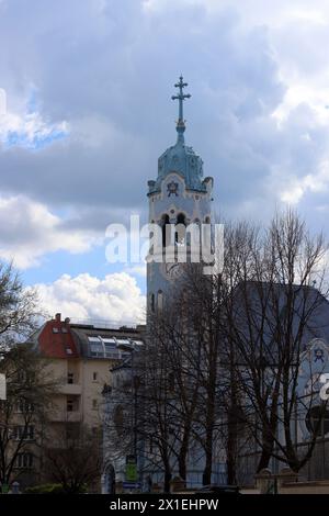 Blaue Kirche oder die St.-Kirche Elizabeth in Bratislava, Slowakei. Wunderschöne europäische Architektur. Stockfoto