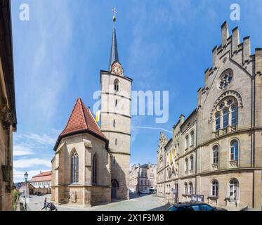 Platz Melchior-Otto-Platz, Kirche St. Johannes der Täufer Kronach Oberfranken, Oberfranken Bayern, Bayern Deutschland Stockfoto