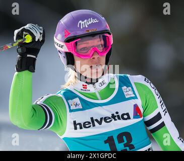 Maria Hoefl-Riesch aus Deutschland reagiert nach ihrem 2. Lauf des Ladies Giant Slalom beim Beaver Creek FIS Ski Alpine World Cup am 2012.12.01. Beim Birds of Prey Raptor in Beaver Creek, USA. - 20131201 PD3643 - Rechteinfo: Rechte verwaltet (RM) Stockfoto