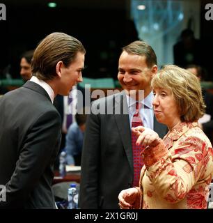 Österreichs Minister für auswärtige Angelegenheiten und Integration Sebastian kurz bleibt am 20. Januar 2014 im Rat für Auswärtige Angelegenheiten in Brüssel. - 20140120 PD0798 - Rechteinfo: Rechte verwaltet (RM) Stockfoto