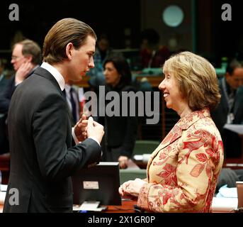 Österreichs Minister für auswärtige Angelegenheiten und Integration Sebastian kurz bleibt am 20. Januar 2014 im Rat für Auswärtige Angelegenheiten in Brüssel. - 20140120 PD0797 - Rechteinfo: Rechte verwaltet (RM) Stockfoto