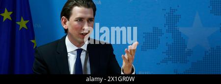 Österreichs Minister für auswärtige Angelegenheiten und Integration Sebastian kurz bleibt am 20. Januar 2014 im Rat für Auswärtige Angelegenheiten in Brüssel. - 20140120 PD2445 - Rechteinfo: Rechte verwaltet (RM) Stockfoto