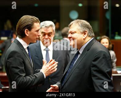 Österreichs Minister für auswärtige Angelegenheiten und Integration Sebastian kurz bleibt am 20. Januar 2014 im Rat für Auswärtige Angelegenheiten in Brüssel. - 20140120 PD0800 - Rechteinfo: Rights Managed (RM) Stockfoto