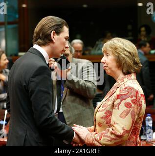 Österreichs Minister für auswärtige Angelegenheiten und Integration Sebastian kurz bleibt am 20. Januar 2014 im Rat für Auswärtige Angelegenheiten in Brüssel. - 20140120 PD0952 - Rechteinfo: Rights Managed (RM) Stockfoto