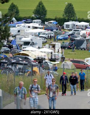 Blick auf den Campingplatz in der Nähe des Red Bull Ring Circuit in Spielberg, Österreich, 19. Juni 2014. Der Formel-1-Grand-Prix von Österreich findet am 22. Juni 2014 statt. - 20140619 PD1359 - Rechteinfo: Rechte verwaltet (RM) Stockfoto