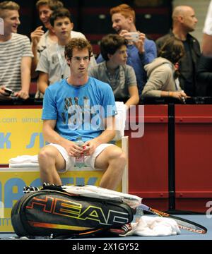 Andy Murray während seiner Ausbildung für die erste Bank Open 2014 in der Wiener Stadthalle am 13. Oktober 2014. - 20141013 PD4219 - Rechteinfo: Rechte verwaltet (RM) Stockfoto