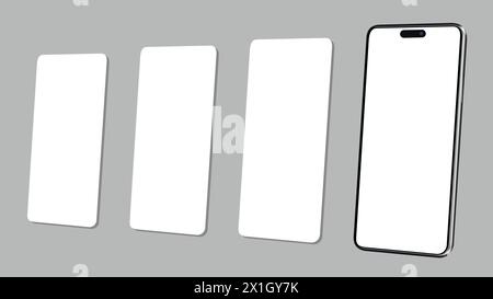 Smartphone-Modell mit leeren Wireframing-Seiten. Konzept zur Präsentation von Webdesign-Projekten. Vektorabbildung. Stock Vektor