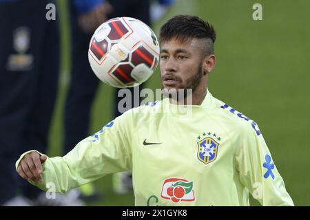 Training der brasilianischen Fussballnationalmannschaft in Wien, Österreich, 14. November 2014. Brasilien trifft am 18. November 2014 im Freundschaftsspiel gegen Österreich. Im Bild: Neymar - 20141114 PD3422 - Rechteinfo: Rights Managed (RM) Stockfoto