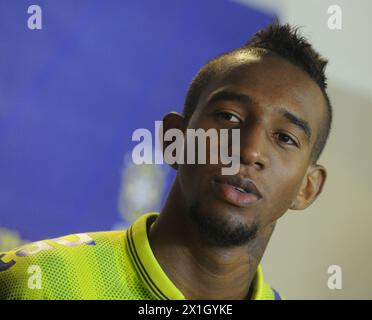 Pressekonferenz der brasilianischen Fußballnationalmannschaft in Wien, Österreich, 14. November 2014. Brasilien trifft am 18. November 2014 im Freundschaftsspiel gegen Österreich. Im Bild: Anderson Talisca. - 20141114 PD2642 - Rechteinfo: Rechte verwaltet (RM) Stockfoto