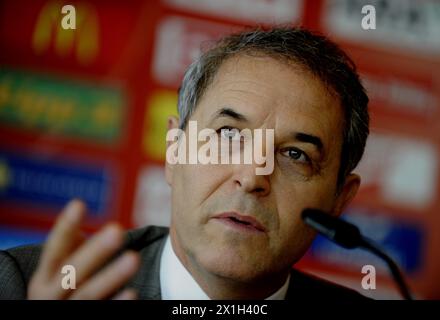 Cheftrainer der österreichischen Nationalmannschaft Marcel Koller während der Pressekonferenz des Österreichischen Fußballverbandes (OeFB) am 3. November 2015 in Wien. BILD: Marcel Koller - 20151103 PD1462 - Rechteinfo: Rights Managed (RM) Stockfoto