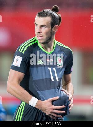 FIFA Fussball-Weltmeisterschaft 2018, Qualifikationsspiel der Gruppe D zwischen Österreich und Wales im Ernst-Happel-Stadion in Wien, Österreich am 6. Oktober 2016. ABBILDUNG: Gareth Bale (WAL) - 20161006 PD7302 - Rechteinfo: Rights Managed (RM) Stockfoto