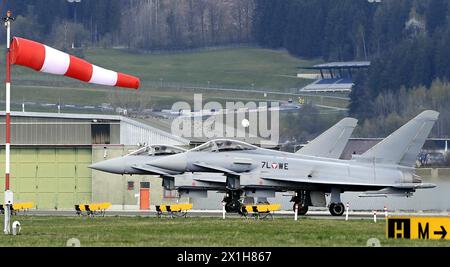 Eurofighter: Eurofighter-Taifune der Österreichischen Streitkräfte auf dem Luftwaffenstützpunkt Hinterstoisser in Zeltweg, Österreich, am 6. April 2017. - 20170406 PD15055 - Rechteinfo: Rights Managed (RM) Stockfoto