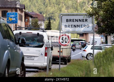 Die Brennergrenze am Brennerpass am 5. Juli 2017 am Brenner, Österreich. Österreich plant Grenzkontrollen am Brenner zwischen Italien und Österreich. - 20170705 PD5483 - Rechteinfo: Rechte verwaltet (RM) Stockfoto