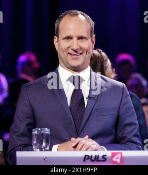 Spitzenkandidat Matthias Strolz (Neos) vor der tv-Show Puls 4 in Wien, Österreich, am 4. September 2017. Die Parlamentswahlen finden am 15. Oktober 2017 in Österreich statt. - 20170911 PD5197 - Rechteinfo: Rechte verwaltet (RM) Stockfoto