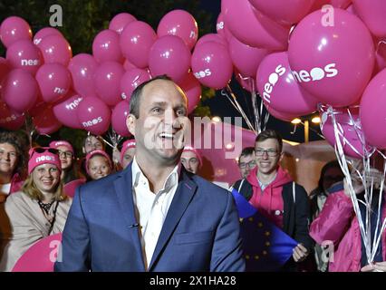 Wahl Spitzenkandidat Matthias Strolz von den Neos während der tv-Show Puls 4 in Wien, Österreich, am 18. September 2017. - 20170918 PD5034 - Rechteinfo: Rechte verwaltet (RM) Stockfoto