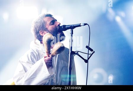 Die britische Sängerin Liam Gallagher tritt am 18. Februar 2020 auf der Bühne im Gasometer in Wien auf. - 20200218 PD10553 - Rechteinfo: Rights Managed (RM) Stockfoto