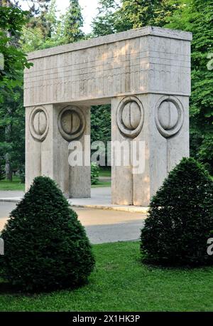 Das Tor des Kusses, Skulpturensemble von Constantin Brancusi in Targu Jiu Stockfoto