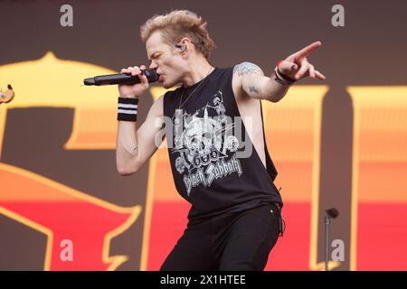 Nova Rock 2023 - das Festival findet vom 7. Bis 10. Juni 2023 statt. BILD: Am 8. Juni 2023. Sänger Deryck Whibley von der Band Sum 41 - 20230608 PD7638 - Rechteinfo: Rights Managed (RM) Stockfoto