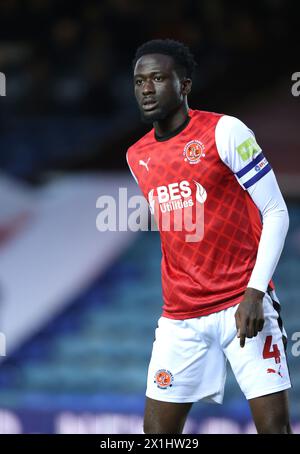 Peterborough, Großbritannien. April 2024. Brendan Wiredu (FT) beim Spiel Peterborough United gegen Fleetwood Town EFL League One im Weston Homes Stadium, Peterborough, Cambridgeshire, am 16. April 2024. Quelle: Paul Marriott/Alamy Live News Stockfoto