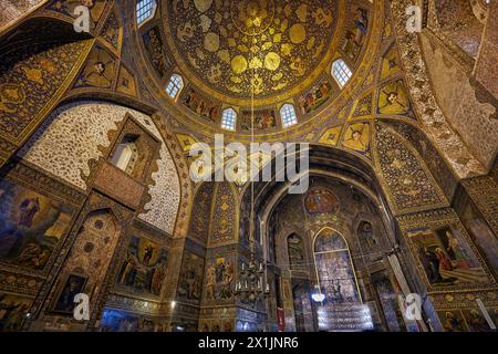 Innenansicht der Heiligen Bethlehem-Kirche aus dem 17. Jahrhundert von Neu-Julfa (Bedkhem-Kirche), Armenisch-Apostolische Kirche in Isfahan, Iran. Stockfoto