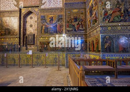 Fresken in der Heiligen Bethlehem-Kirche aus dem 17. Jahrhundert von Neu-Julfa (Bedkhem-Kirche), Armenisch-Apostolische Kirche in Isfahan, Iran. Stockfoto