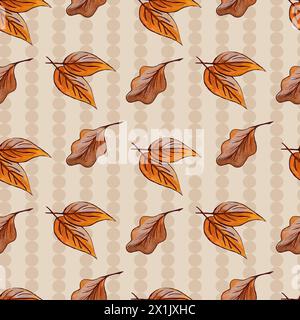 Muster Pilze, Herbstblätter, Äpfel Vektor-Komposition nahtloses Muster. Warme Pastellfarben Stockfoto