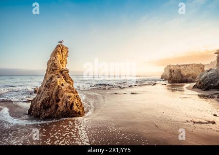 Der berühmte Strand El Matador bei Sonnenuntergang, kalifornien Stockfoto