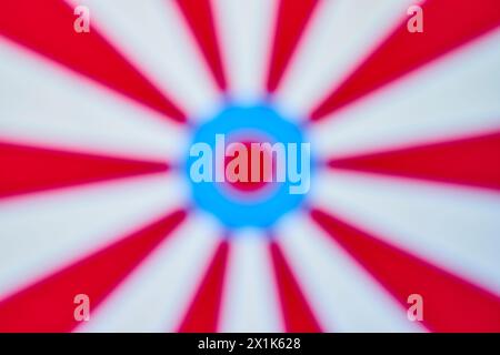 Abstrakte Dartscheibe mit Radialunschärfe in Bewegung Stockfoto